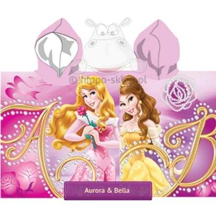 Sleeping Beauty & Belle Disney Princess kids hooded towel - poncho 60x120, pink