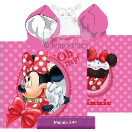 Disney Minnie Mouse hooded towel 60x120, neon pink