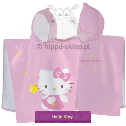 Large kids hooded towel Hello Kitty 120x60, pink