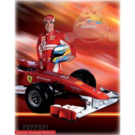 Ferrari fleece blanket with Fernando Alonso 130x170, red