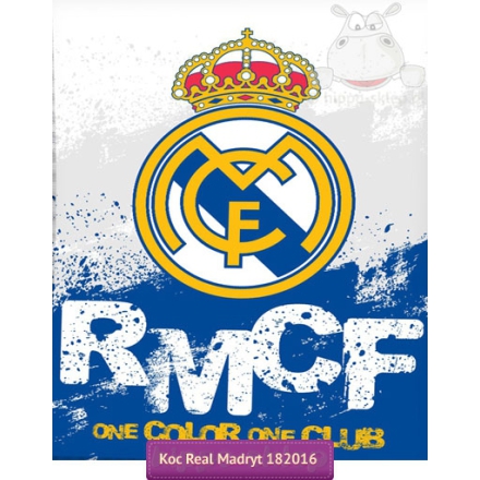Real Madrid warm coral fleece 130x160, white-blue