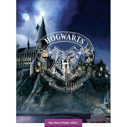 Coral blanket with Hogwarts castle & school crest - Harry Potter 150x200