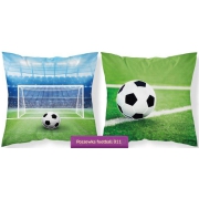 A small square pillowcase with football theme glowing in the dark