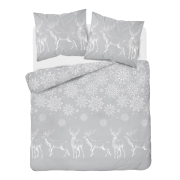 Christmas gray satin bedding with reindeers