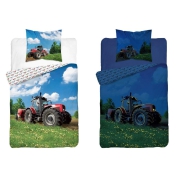 Glow in the dark bed linen with a tractor 140x200 or 140x180 cm