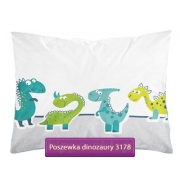 Dinosaurs glow in the dark pillowcase 70x80, white-green 