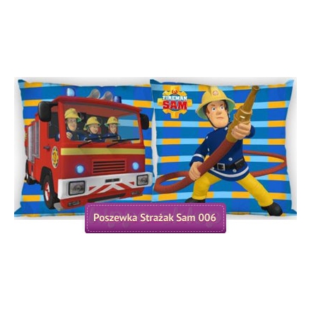 Blue square decorative cushion with Fireman Sam