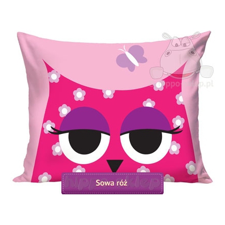 Large pillowcase with owl 50x80 or 70x80, pink