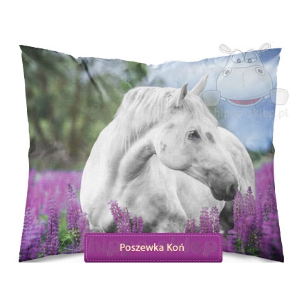 Cotton pillowcase with gray horse 70x80 or 50x80 cm 