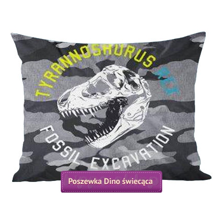 Glow in the dark pillowcase with dinosaurs head