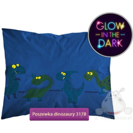 Kids pillowcase with dinosaurs glow in the dark 50x80 cm