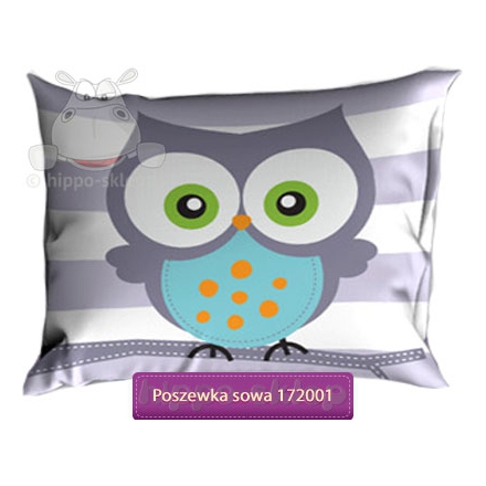 Owl gray kids pillowcase 50x60 or 50x80, for girls 