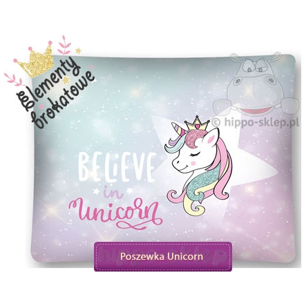 Unicorn with glittery mane pillowcase 50x60, pastel shade