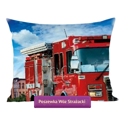 Large pillowcase with fire truck 70x80 cm, red