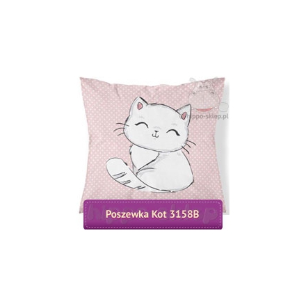Pink-white pillowcase with sleeping kitten