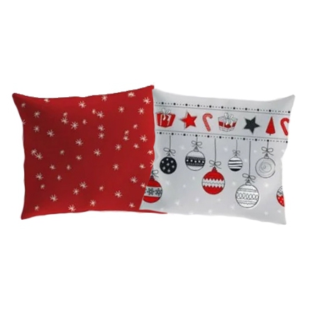 Christmas pillow cover with bauble and three decor 50x60 or 70x80 cm