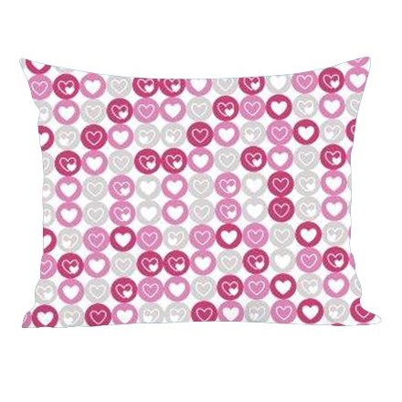 Large pillowcase with gray and pink hearts