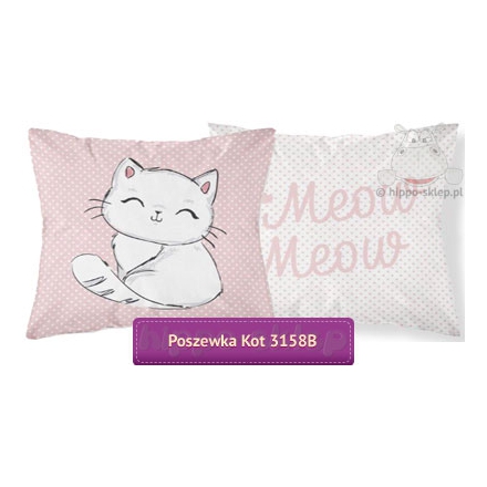 Pink-white pillowcase with sleeping kitten