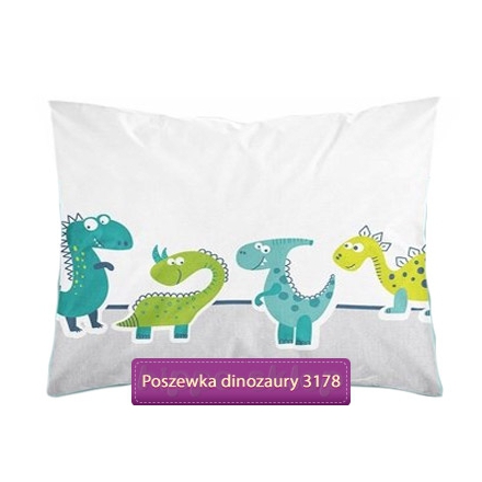 Dinosaurs glow in the dark pillowcase 70x80, white-green 
