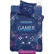 Gamer bedding with game pad 140x200, 150x200, 160x200, navy blue