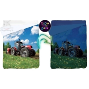 Farmer collection bedspread with tractor 140x195, green-blue