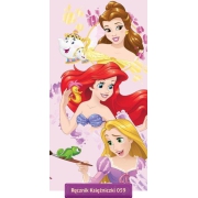 Kids beach towel with Bella, Ariel & Rapunzel, 70x140, pink 