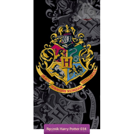 Harry Potter Hogwarts crest kids towel 70x140, czarny