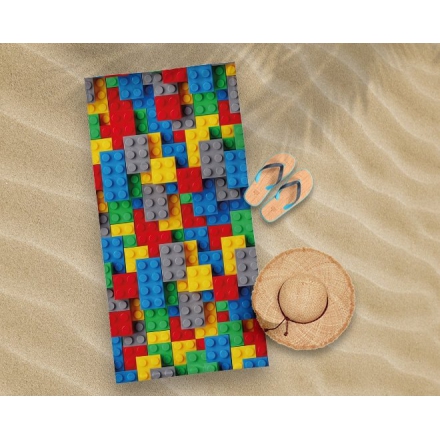 Children's beach towel with colorful bricks