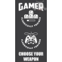 Gamer beach towel with game pad 70x140, black