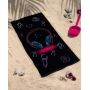 Music towel for children and teenagers, purple and black