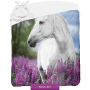 Purebred white horse bedspread 140x195, violet - white 