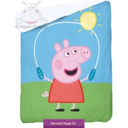 Quilted bedspread with Peppa Pig 140x195, blue-green