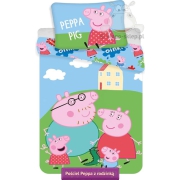 Kids bedding with Peppa Pig character 140x200, blue 