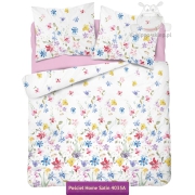 Floral satin cotton bed linen with colorful flowers 150x200