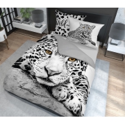 Bedding with snow leopard 160x200, 150x200 or 140x200, black and white