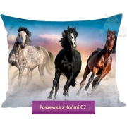 Large pillow cover with horses theme 70x80 cm