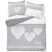 Gray wicker bedding hearts Love 150x200