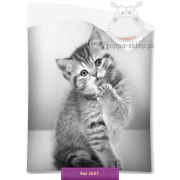 Bedspread with kitten 140x195, gray