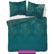 Turquoise and gold satin cotton bedding 160x200