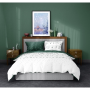 White and green bedding with Christmas garland 135x200, 140x200, 150x200