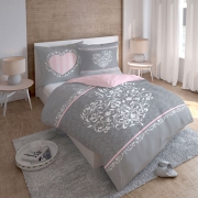 Adult romantic bedding I Love You grey 160x200 or 180x200