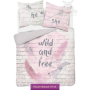 Cotton bedding She & He 150x200 or 180x200 cm pink gray