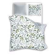 Elegant bed linen with leaf sprigs 140x200 or 200x200, white-gray