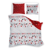 Bedding with Christmas tree decorations red gray 140x200, 150x200