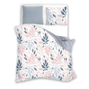 Bedding with pastel leaves 140x200 or 150x200, gray & white 