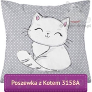 Gray-white polka dot pillowcase with cat 40x40cm