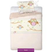 Baby & toddler bedding with Owls 80x120, 90x120, 90x130, 100x135, beige