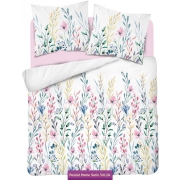 Cotton satin bedding with floral meadow theme 160x200 or 140x200