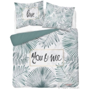 Green bedding with palm leaves 150x200 or 160x200