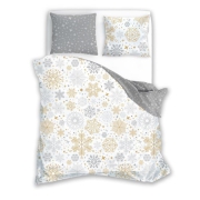 Silver & gold bed linen with snowflakes